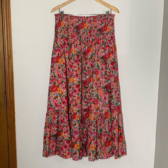 Womens NATURAL LIFE Flora Cotton Convertible Skirt Pink Floral size L EUC! - Picture 3 of 5